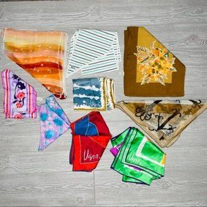 Vintage uzra scarfs / scarves bundle of 9 multi colors and sizes accessory wraps